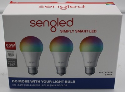 Sengled Smart LED Bulbs 3-Pack Multicolor A19 60W Equivalent 800 Lumens BLE Mesh
