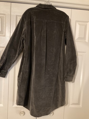 Women's LL Bean Sz. Large Brown Corduroy Shirt Dress Button Front New wTags - Picture 2 of 6