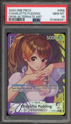 One Piece CCG Charlotte Pudding Alternate Art OP08-058 PSA 10 Gem Mint