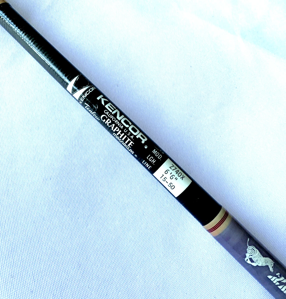 Kencor ZEBRA Z740X 6’6”Tenlew GRAPHITE Magnaglas 15-50Lb Fishing Rod Made In USA - Image 2 of 4