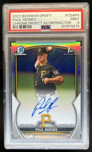 2023 Bowman Draft Paul Skenes Chrome Auto Refractor 1st #/499 Pirates PSA 9