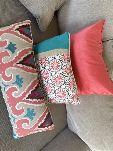 Pillow Gray with White Embroidery Nina Home Nina Campbell 21'x12"x5" Home Decor - Picture 8 of 9