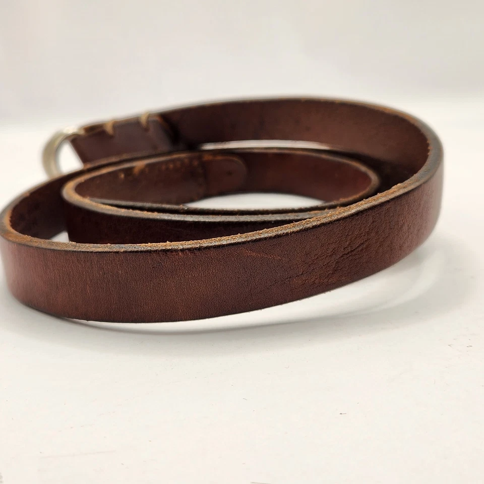 Vintage Y2K Abercrombie & Fitch Brown Leather Belt Medium Double D Adjustable - Image 4 of 4