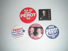 lot of 5 ross perot pin buttons presidential
