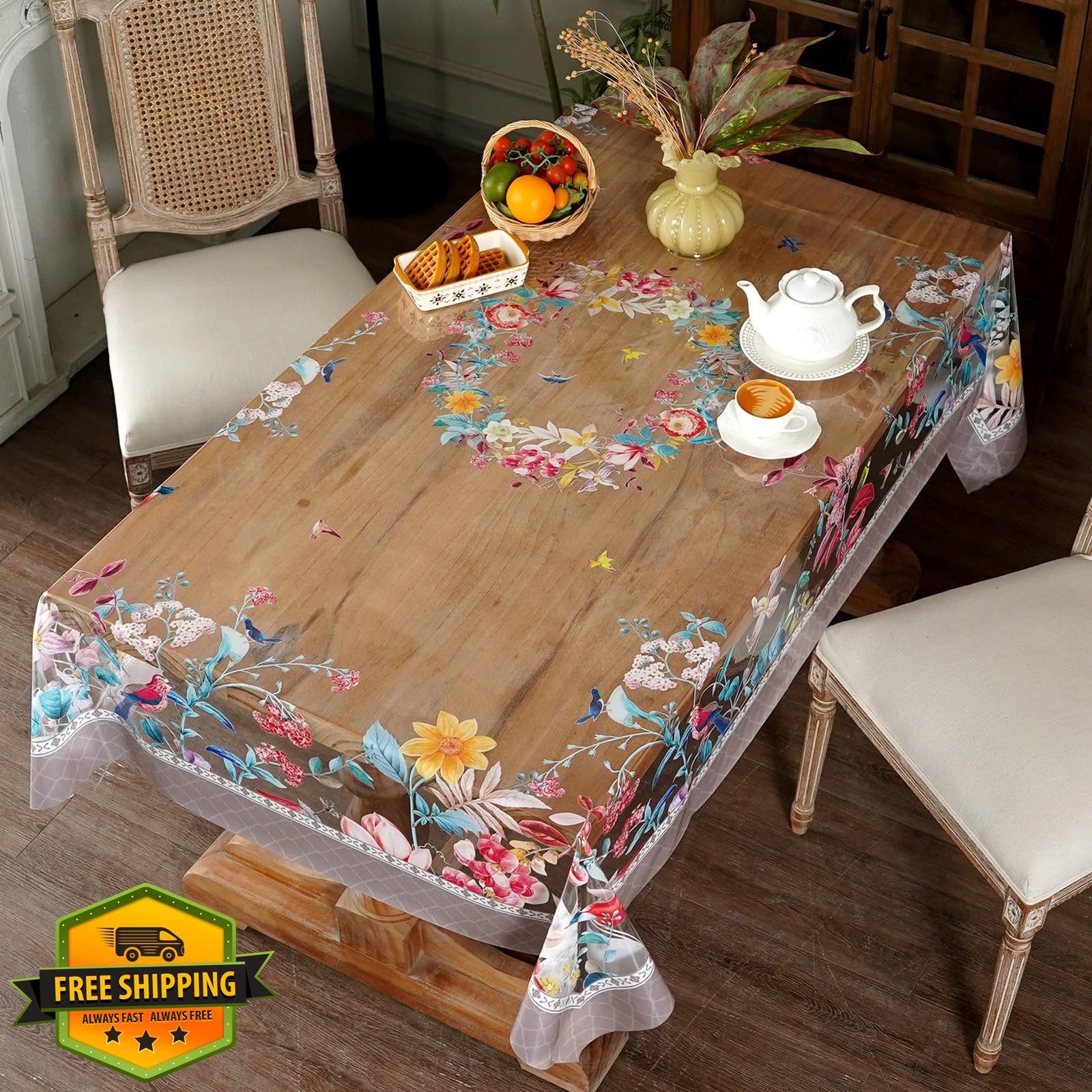 60"x84" Floral Wipeable