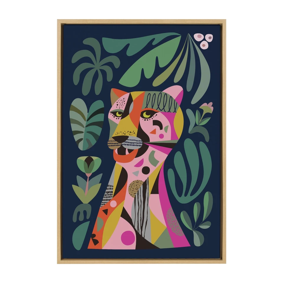 Arte de pared en lienzo con marco de leopardo Sylvie de Rachel Lee; 23x33 natural; colorido... Foto 2 de 4