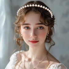 3 PCS Headbands for Women, White Non Slip Pearl Headband Fashion Headbands Tw...