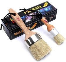 Chalk Paint Brushes Set, Pack of 2 Wax Brush - 2.5 in, Natural Wood 