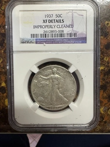 1937 Walking Liberty Half Dollar - NGC With XF Details - Improperly Cleaned