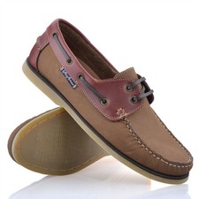 Mens Leather Lace Up Walking Boat Deck Casual Driving Moccasin Loafer Shoes Size