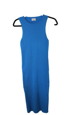 Wilfred Blue Bodycon Dress Medium Stretchy 44" Sleeveless Ribbed Flaw (38)