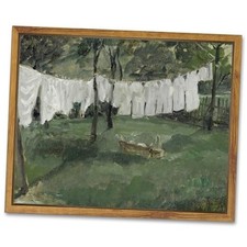 8x10in Vintage Framed Canvas Wall Art Decor - Natural 10"L x 8"W Laundry Room