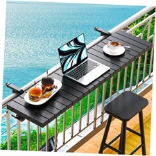 Balcony Bar Table for Railings,  Outdoor Patio Bar, Heavy-Duty Aluminum Black