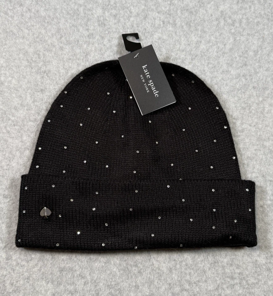 Kate Spade Disco Ball Beanie KS1004039C Rhinestone Black NWT - Image 3 of 4