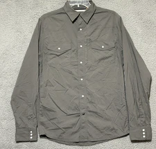 Red Head Ranch Shirt Mens Small Gray Snap Up Lightweight Workwear