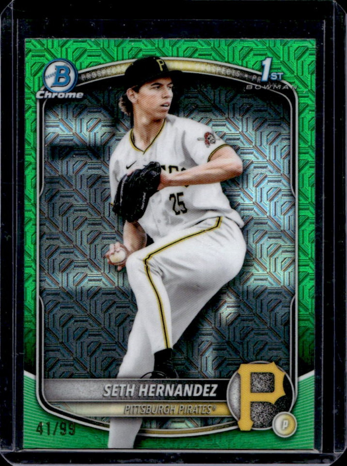 2025 Bowman Draft Seth Hernandez Chrome Green Refractor 1st #/99 Pirates