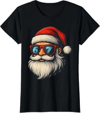 Meme Santa Face Christmas Retro Design Fun Xmas Ladies' Crewneck T-Shirt