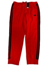 Men's adidas Red Essentials 3-Stripes Tapper Cuff Fleece Jogger XL