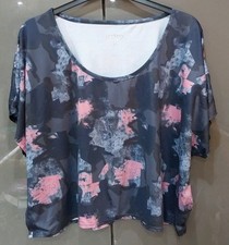 Souluxe Women's Gym Top Cropped Short Sleeves Black Pink Grey Size XL