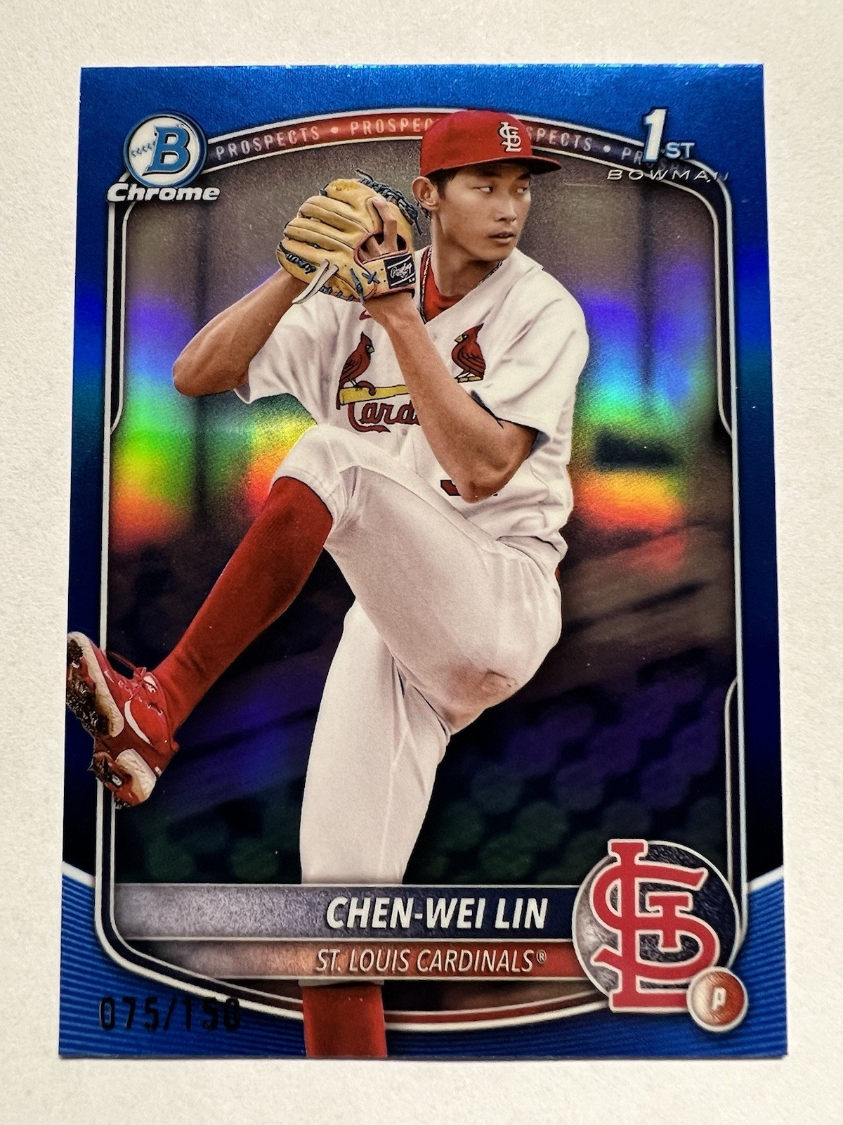 2025 Bowman Chrome Chen-Wei Lin /150 True Blue #BCP-141 1st Bowman Cardinals