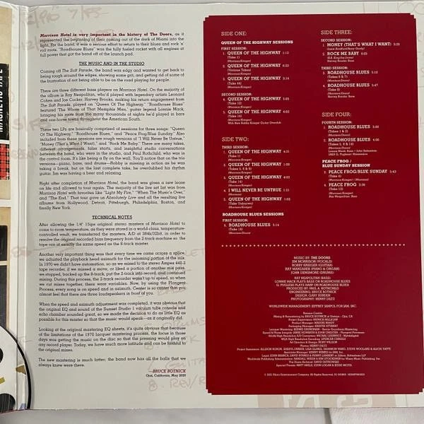Doors Morrison Hotel Sessions double LP vinyl Europe Elektra 2021 2 LP set with - Image 2 of 3