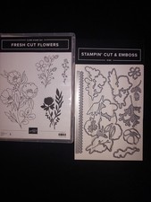 Stampin'Up FRESH CUT FLOWERS 4 Stamps, 12 FRESH CUT STEMS DIES-New/Retired