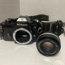 Vtg Nikon EM 35mm film Camera  Nikon 50mm f1.8 Series-E lens Japan Case Strap C