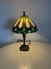 Tiffany Style Stained Glass Table Lamp Green Cream Amber Desk Lamp 16  