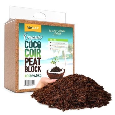 Coconut Coir Brick 10 LB  Compressed Fiber Block for Hydroponics & Plants