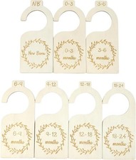 7 St&uuml;ck Gr&ouml;&szlig;entrenner Baby, Babykleidung Trenner aus Holz, Baby Kleiderb&uuml;gel