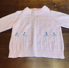 Vintage Swan Pink Acrylic Blue Bird Toddler Pullover Knit Sweater