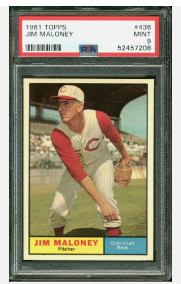 1961 Topps Jim Maloney #436 Rc Rookie SP Short Print PSA 9 MINT Low Pop Rare