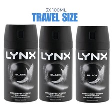 3X Lynx Black Deodorant Body Spray  Mini Travel Size 100ml ( Pack of 3 )