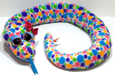 Wild Republic Snake Stuffed Plush Polka Dot Cute Colorful Pink Bow 54'' Long