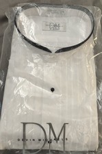 NIP Devin Michaels White Pleated Mandarin Tuxedo shirt XLarge 34/35