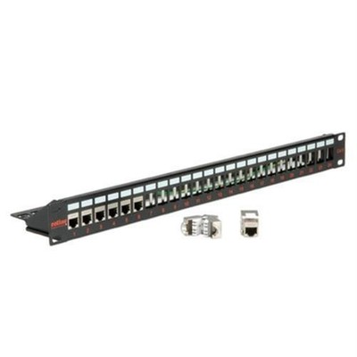 Roline 26.11.0360 Keystone Patchpanel Cat6 24 Port 19 Zoll LSA Anschluss schwarz