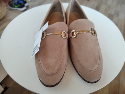Loafer aus Velourleder, beige, ungenutzt, H&M Premium Selection, Gr. 41