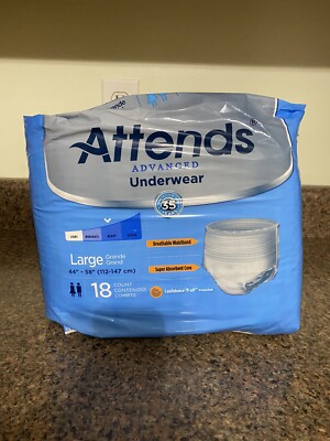 Attends Advanced Heavy Underwear L 44-58'' 18 Count Breathable Waistband White