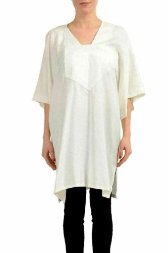 Maison Margiela "4" Women's 100% Silk White Short Sleeve Tunic Blouse US S IT 40 - Afbeelding 1 van 5