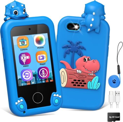 Kindertelefon, Spielzeug für 3-12 Jährige, Kinder Smartphone - Dinosaurier, blau BRANDNEU