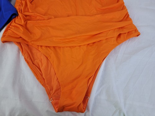 M&S 2Pcs Swimwear Bundle Size 20 Orange Ruched & Blue Tie One Piece NEW F2 - Picture 5 of 10