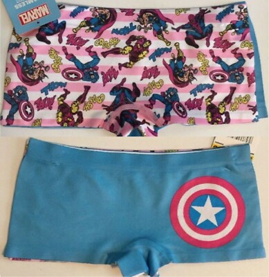 4 MARVEL COMICS GIRLS BOY SHORTS SUPER HERO UNDERWEAR L/12 NEW FREE SHIPPING USA