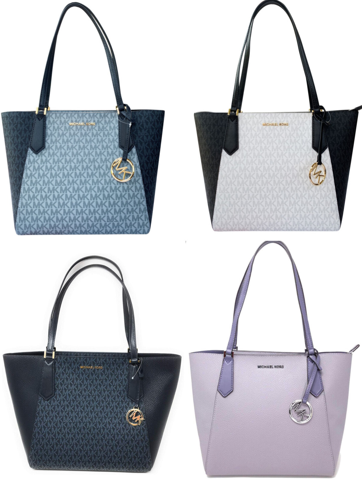 blue and black michael kors purse