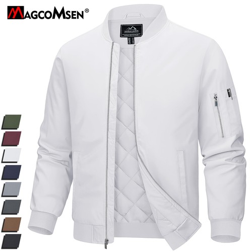 Mens Bomber Jacket Quilted Pad Winter Flight Jackets Water Resistant Windbreaker - 第 1/69 張圖片