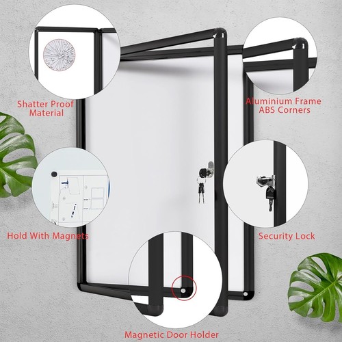 SWANCROWN 26x20 inch Lockable Magnetic Notice Board for Secure Office Display - Picture 5 of 11