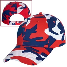 Red White Blue Camo Adjustable Baseball Hat - Rothco Color Camo Mid-Low Pro Cap