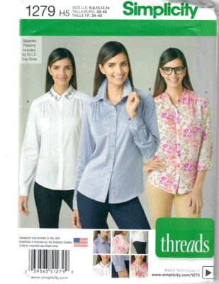 Miss Thread Good Simplicity Pattern 1279 Miss THREADS Button Front Shirt w/Collar ...