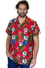 Funky Hawaiian Shirt Cherry Parrot Red Short Sleeve