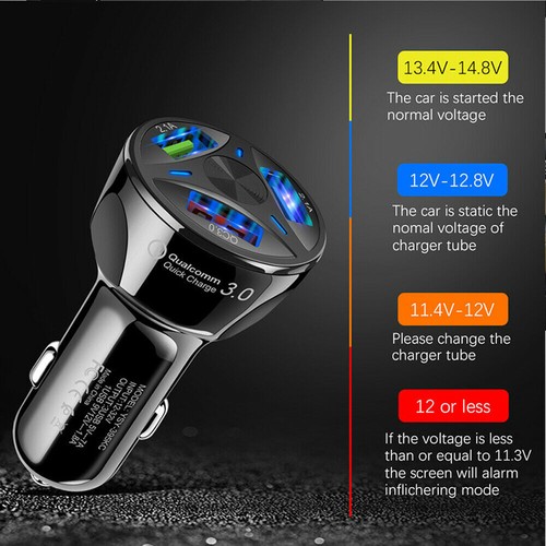 3 Ports USB Car Charger Adapter LED Display QC 3.0 Fast Charging for IOS Android - Picture 9 of 14