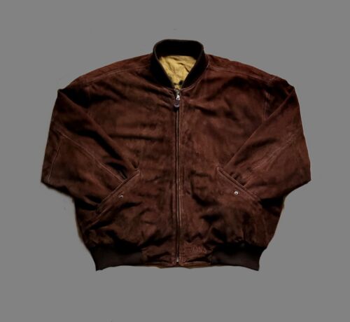 Vintage HUGO Boss Lederjacke 1989 L XL Ziegenleder Velours Dunkelbraun Italy - Bild 7 von 13